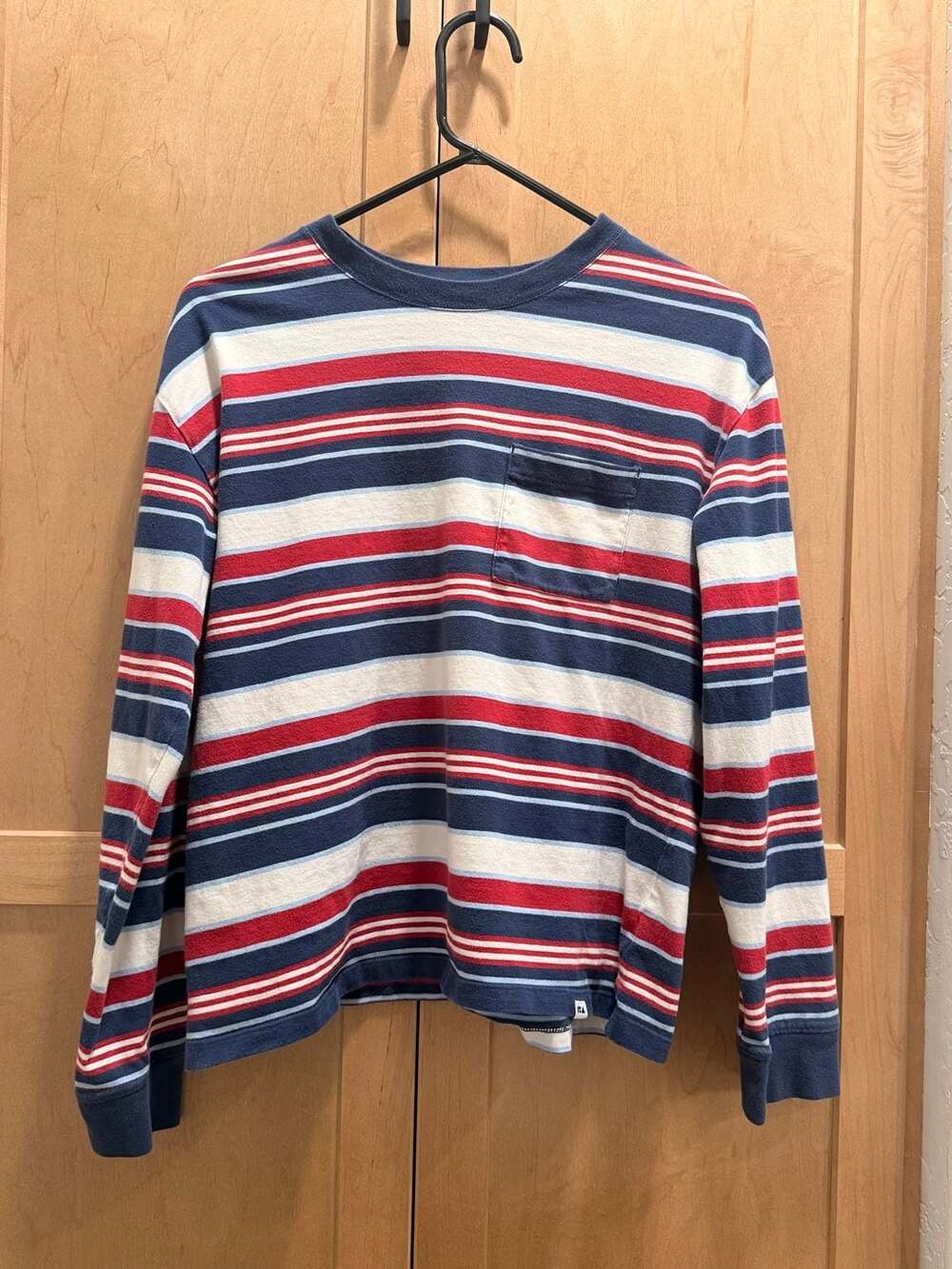 Free Assembly Boys Long Sleeve Striped Pocket T-Shirt